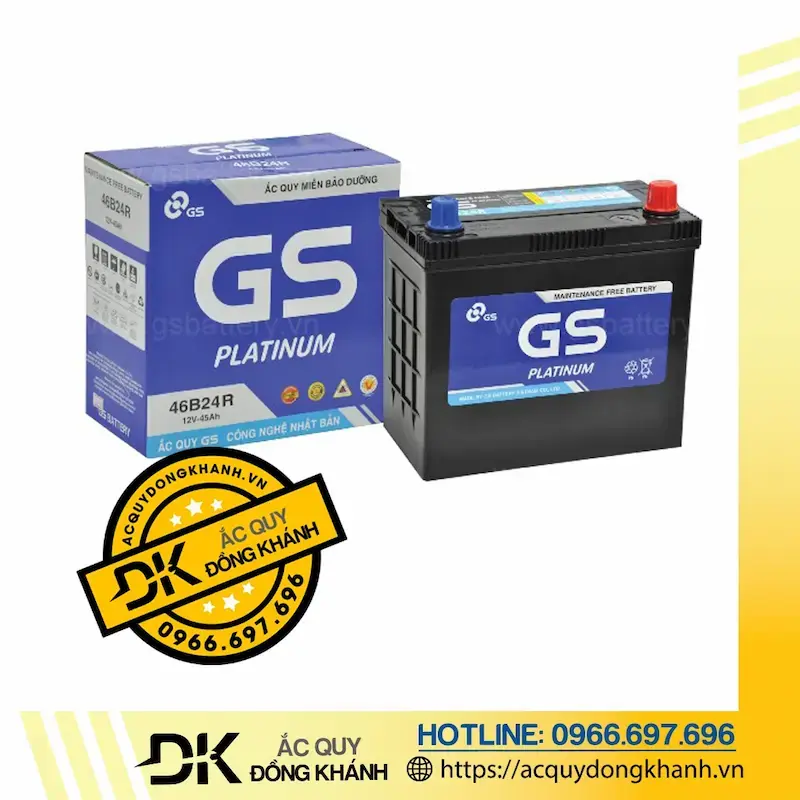 Thông số kỹ thuật của acquy GS MF 46B24R 12V 45Ah