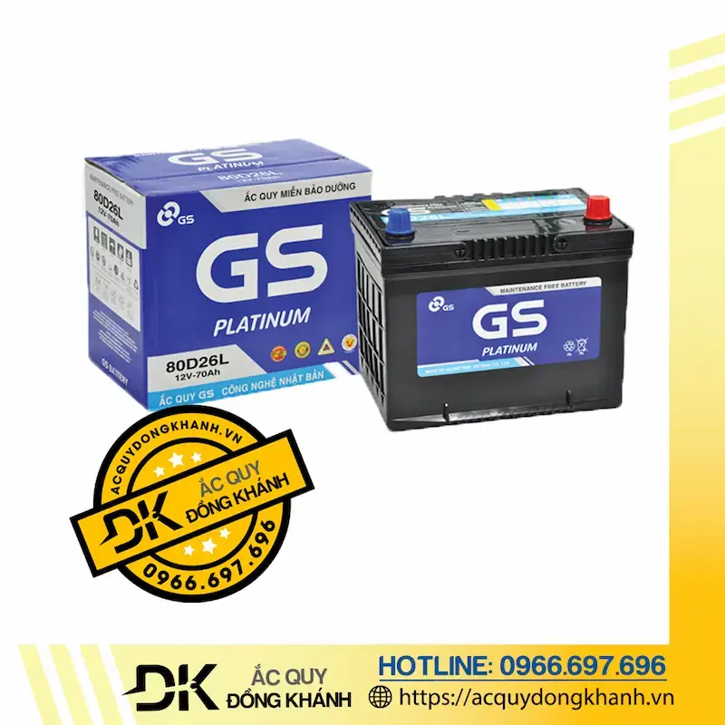 Tổng quan về ắc quy GS 70Ah khô 12V MF 80D26L