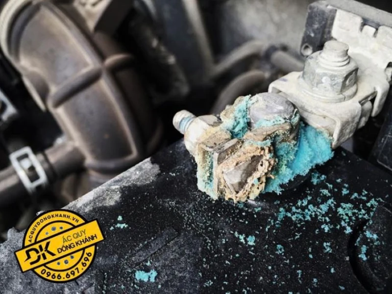 Lớp bột màu trắng, xanh hoặc xanh lam dễ dàng nhận thấy bằng mắt thường