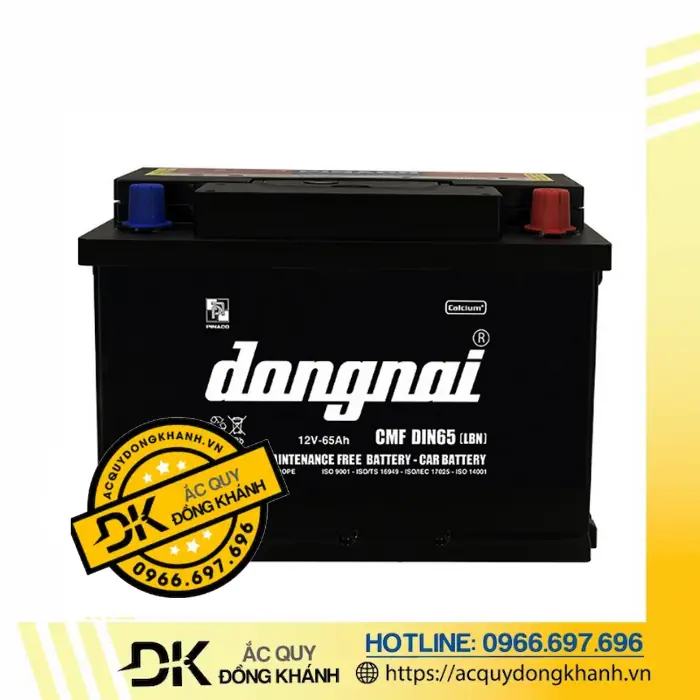Thông số kỹ thuật chi tiết cho ắc quy Đồng Nai DIN65 12V 65Ah    