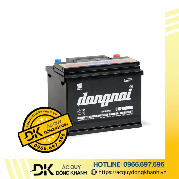Thông số kỹ thuật chi tiết của ắc quy Đồng Nai CMF DIN60R 12V 60Ah