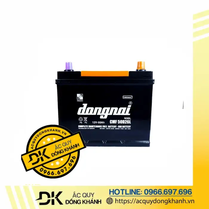 Một số thông tin của bình ắc quy khô Đồng Nai 50Ah 50D26L