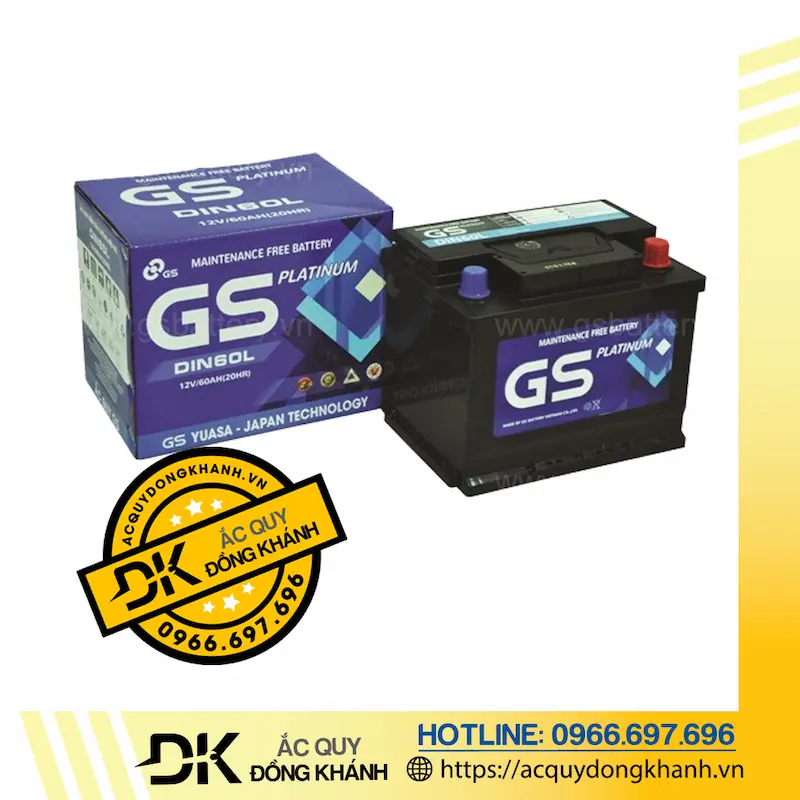 Bình Ắc Quy GS 12V 60Ah - MF Din60L