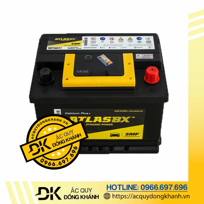 Ắc Quy Atlas Din MF56077 (L) (Din 60) 12V - 60Ah