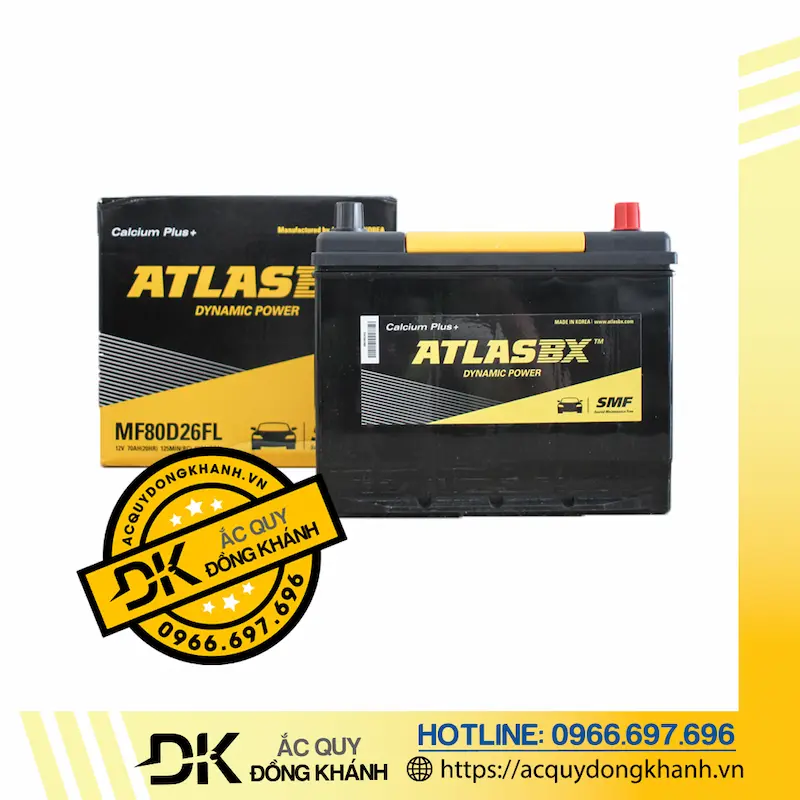 Bình Ắc Quy Atlas 70Ah 12V - MF80D26L